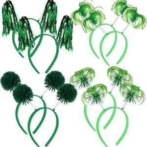 Halloween Pom Pom Headbands Set 8 Pcs Tinsel Feather Ponytails Gift for Party